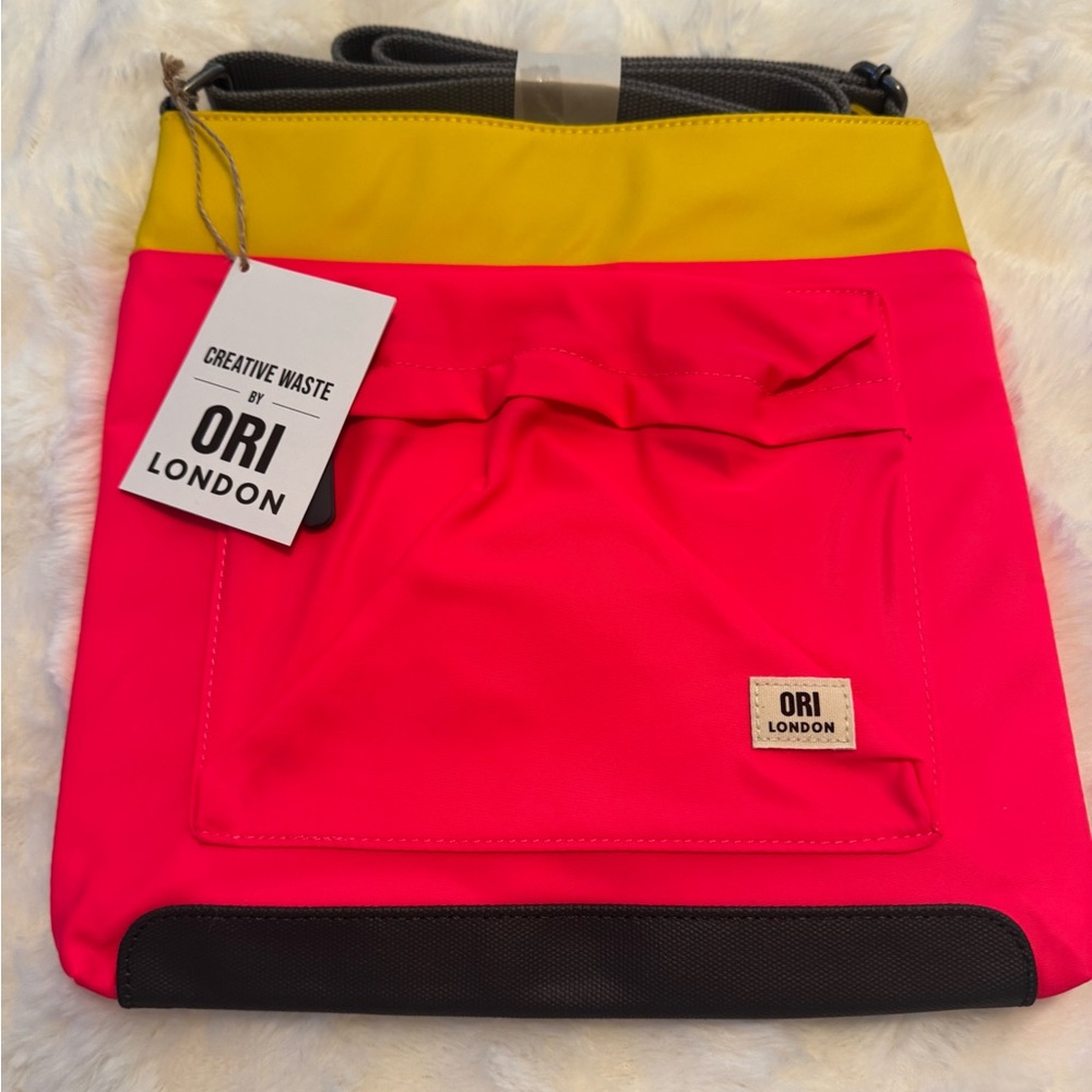 ORI London Kennington Neon Pink and Mustard Crossbody Bag NWT